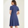 imageAllegra K Vintage Dresses for Womens 2025 Spring Flat Collar Short Sleeve Fit and Flare DressDark Blue Gray