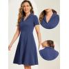 imageAllegra K Vintage Dresses for Womens 2025 Spring Flat Collar Short Sleeve Fit and Flare DressDark Blue Gray