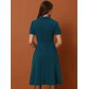 imageAllegra K Vintage Dresses for Womens 2025 Spring Flat Collar Short Sleeve Fit and Flare DressPeacock Blue