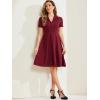 imageAllegra K Vintage Dresses for Womens 2025 Spring Flat Collar Short Sleeve Fit and Flare DressWine Red