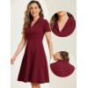 imageAllegra K Vintage Dresses for Womens 2025 Spring Flat Collar Short Sleeve Fit and Flare DressWine Red