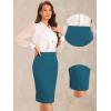 imageAllegra K Wear to Work Pencil Skirts for Womens Business Knee Length High Waist Bodycon Suit SkirtBlue Green