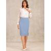 imageAllegra K Wear to Work Pencil Skirts for Womens Business Knee Length High Waist Bodycon Suit SkirtGrey Blue