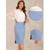 imageAllegra K Wear to Work Pencil Skirts for Womens Business Knee Length High Waist Bodycon Suit SkirtGrey Blue