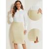 imageAllegra K Wear to Work Pencil Skirts for Womens Business Knee Length High Waist Bodycon Suit SkirtLight Khaki