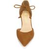 imageAllegra K Women Ankle Tie Chunky Heel Pointed Toe Dress Brown Pumps 9 M US