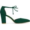 imageAllegra K Women Ankle Tie Chunky Heel Pointed Toe Dress Dark Green Pumps 6 M US