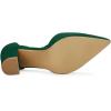 imageAllegra K Women Ankle Tie Chunky Heel Pointed Toe Dress Dark Green Pumps 6 M US