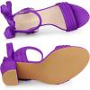 imageAllegra K Women Open Toe Ankle Tie Back Chunky Heel SandalsDark Purple