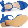 imageAllegra K Women Open Toe Ankle Tie Back Chunky Heel SandalsDeep Blue