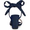 imageAllegra K Women Open Toe Ankle Tie Back Chunky Heel SandalsNavy Blue