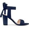 imageAllegra K Women Open Toe Ankle Tie Back Chunky Heel SandalsNavy Blue