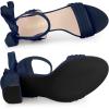 imageAllegra K Women Open Toe Ankle Tie Back Chunky Heel SandalsNavy Blue