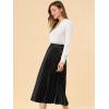 imageAllegra K Women Pleated Skirt Midi Length Elastic High Waisted A Line Metallic Shirring Party SkirtsBlack
