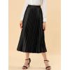 imageAllegra K Women Pleated Skirt Midi Length Elastic High Waisted A Line Metallic Shirring Party SkirtsBlack