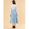imageAllegra K Women Pleated Skirt Midi Length Elastic High Waisted A Line Metallic Shirring Party SkirtsBlue