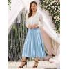 imageAllegra K Women Pleated Skirt Midi Length Elastic High Waisted A Line Metallic Shirring Party SkirtsBlue