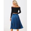 imageAllegra K Women Pleated Skirt Midi Length Elastic High Waisted A Line Metallic Shirring Party SkirtsBlue1