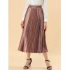 imageAllegra K Women Pleated Skirt Midi Length Elastic High Waisted A Line Metallic Shirring Party SkirtsCopper