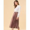 imageAllegra K Women Pleated Skirt Midi Length Elastic High Waisted A Line Metallic Shirring Party SkirtsCopper