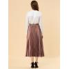 imageAllegra K Women Pleated Skirt Midi Length Elastic High Waisted A Line Metallic Shirring Party SkirtsCopper