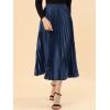 imageAllegra K Women Pleated Skirt Midi Length Elastic High Waisted A Line Metallic Shirring Party SkirtsDark Blue