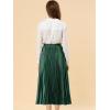 imageAllegra K Women Pleated Skirt Midi Length Elastic High Waisted A Line Metallic Shirring Party SkirtsDrak Green