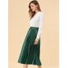 imageAllegra K Women Pleated Skirt Midi Length Elastic High Waisted A Line Metallic Shirring Party SkirtsDrak Green