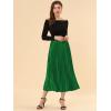 imageAllegra K Women Pleated Skirt Midi Length Elastic High Waisted A Line Metallic Shirring Party SkirtsGreen