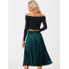 imageAllegra K Women Pleated Skirt Midi Length Elastic High Waisted A Line Metallic Shirring Party SkirtsGreens