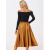 imageAllegra K Women Pleated Skirt Midi Length Elastic High Waisted A Line Metallic Shirring Party SkirtsOrange