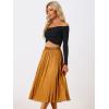 imageAllegra K Women Pleated Skirt Midi Length Elastic High Waisted A Line Metallic Shirring Party SkirtsOrange