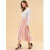 imageAllegra K Women Pleated Skirt Midi Length Elastic High Waisted A Line Metallic Shirring Party SkirtsPink