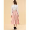 imageAllegra K Women Pleated Skirt Midi Length Elastic High Waisted A Line Metallic Shirring Party SkirtsPink
