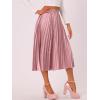 imageAllegra K Women Pleated Skirt Midi Length Elastic High Waisted A Line Metallic Shirring Party SkirtsPink1