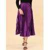 imageAllegra K Women Pleated Skirt Midi Length Elastic High Waisted A Line Metallic Shirring Party SkirtsPurple