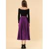 imageAllegra K Women Pleated Skirt Midi Length Elastic High Waisted A Line Metallic Shirring Party SkirtsPurple