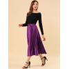 imageAllegra K Women Pleated Skirt Midi Length Elastic High Waisted A Line Metallic Shirring Party SkirtsPurple