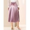 imageAllegra K Women Pleated Skirt Midi Length Elastic High Waisted A Line Metallic Shirring Party SkirtsRose Purple
