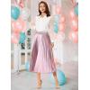 imageAllegra K Women Pleated Skirt Midi Length Elastic High Waisted A Line Metallic Shirring Party SkirtsRose Purple