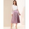 imageAllegra K Women Pleated Skirt Midi Length Elastic High Waisted A Line Metallic Shirring Party SkirtsRose Purple