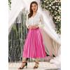 imageAllegra K Women Pleated Skirt Midi Length Elastic High Waisted A Line Metallic Shirring Party SkirtsRose Red