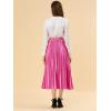 imageAllegra K Women Pleated Skirt Midi Length Elastic High Waisted A Line Metallic Shirring Party SkirtsRose Red