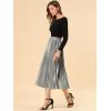 imageAllegra K Women Pleated Skirt Midi Length Elastic High Waisted A Line Metallic Shirring Party SkirtsSilver Grey