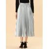 imageAllegra K Women Pleated Skirt Midi Length Elastic High Waisted A Line Metallic Shirring Party SkirtsSilver Tone