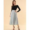 imageAllegra K Women Pleated Skirt Midi Length Elastic High Waisted A Line Metallic Shirring Party SkirtsSilver Tone
