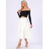 imageAllegra K Women Pleated Skirt Midi Length Elastic High Waisted A Line Metallic Shirring Party SkirtsWhite