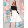imageAllegra K Women Pleated Skirt Midi Length Elastic High Waisted A Line Metallic Shirring Party SkirtsWhite