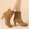 imageAllegra K Womens Ankle Zip Platform High Heel Mid Calf BootsBrown