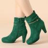imageAllegra K Womens Ankle Zip Platform High Heel Mid Calf BootsEmerald Green
